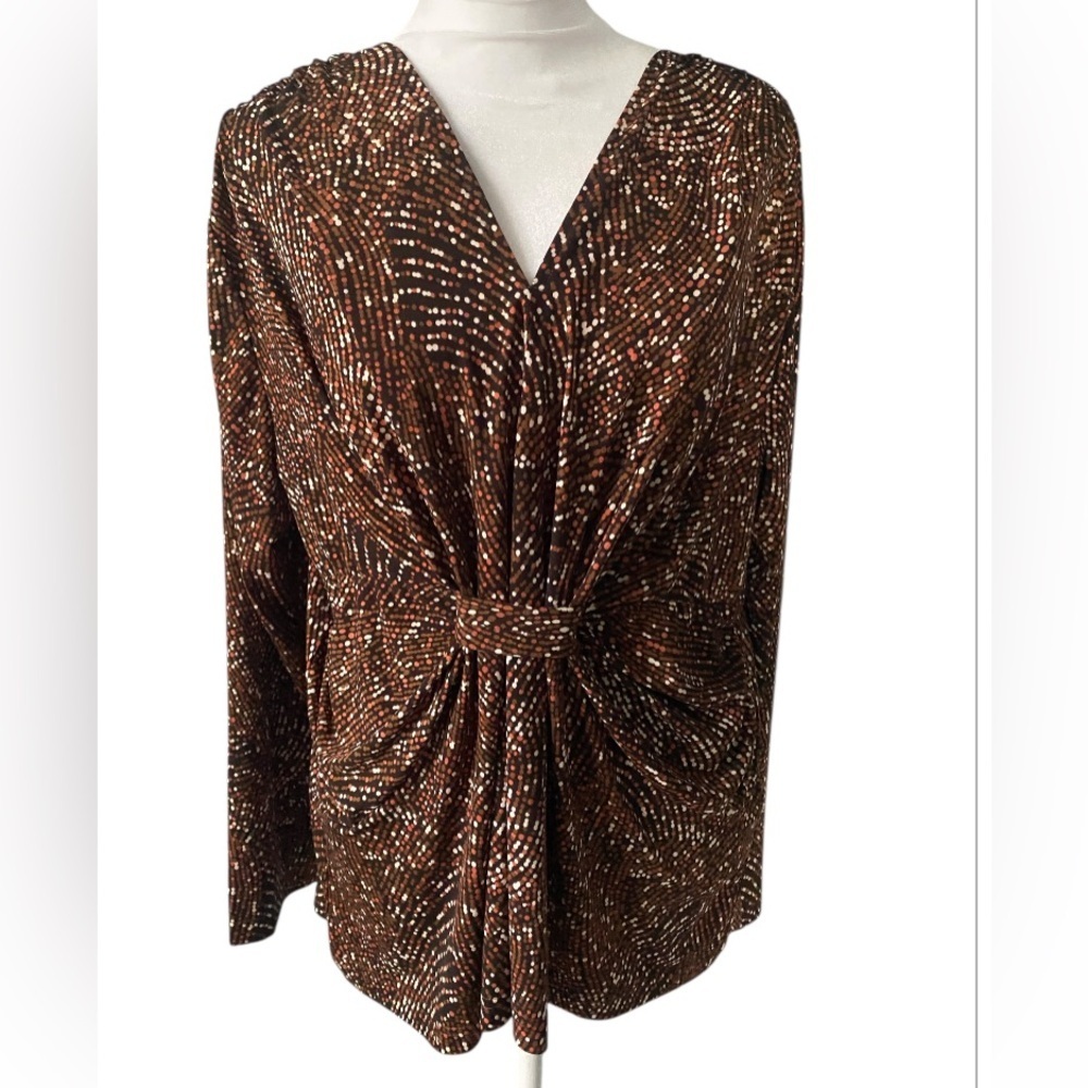 Southern lady size L brown stretch long sleeves top